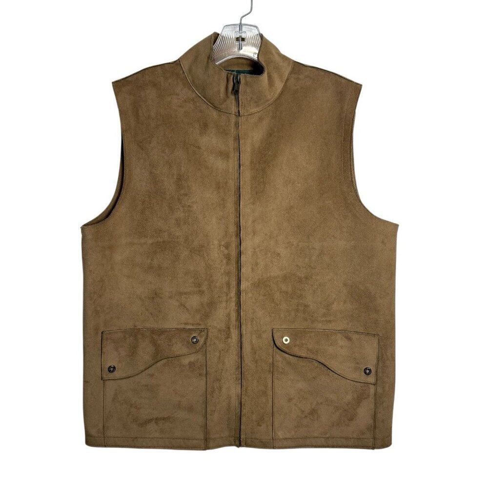 Ralph Lauren Faux Suede Zip Up Vest Women’s L Tan/Brown Western Boho Festival - Picture 2 of 4